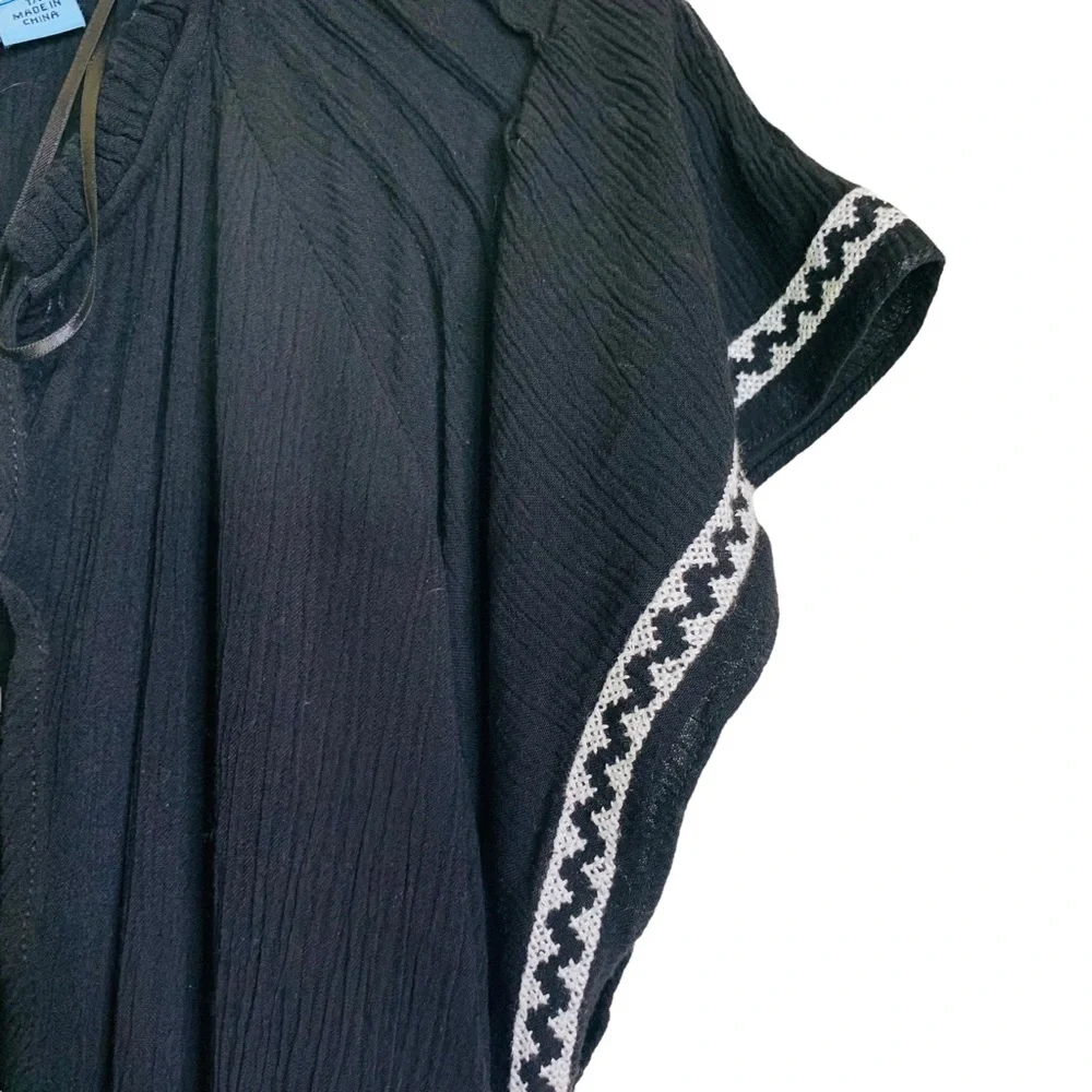 CeCe Crinkle Rayon Jumpsuit 1X Black 3135 - Picture 8 of 11